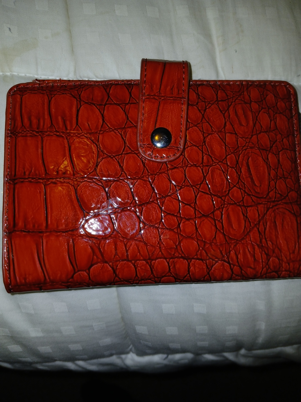 Orange Croc-Embossed Women's Wallet Organizer